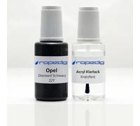 Lackstift Set passend für Opel 22T Diamant Schwarz 20ml + Klarlack 20ml | Wasserbasislack wie vom Lackierer, nach Original-Farbcode gemischt, Pinsel im Deckel, für Steinschlag und Kratzer