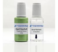 Lackstift Set passend für Opel 376 TROPICAL GREEN 20ml + Klarlack 20ml | Wasserbasislack wie vom Lackierer, nach Original-Farbcode gemischt, Pinsel im Deckel, für Steinschlag und Kratzer
