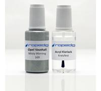 Lackstift Set passend für OPEL 3NU / 169 MISTY MORNING 20ml+Klarlack 20ml | Wasserbasislack wie vom Lackierer, nach Original-Farbcode gemischt, Pinsel im Deckel, für Steinschlag und Kratzer