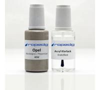 Lackstift Set passend für Opel 40W MUSKATGRAU/PEPPERDUST + Klarlack 20ml | Wasserbasislack wie vom Lackierer, nach Original-Farbcode gemischt, Pinsel im Deckel, für Steinschlag und Kratzer