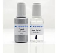 Lackstift Set passend für Opel G4I Quarz Silber 20ml + Klarlack 20ml | Wasserbasislack wie vom Lackierer, nach Original-Farbcode gemischt, Pinsel im Deckel, für Steinschlag und Kratzer