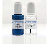 Lackstift Set passend für Opel G6L Voltaik Blau 20ml + Klarlack 20ml | Wasserbasislack wie vom Lackierer, nach Original-Farbcode gemischt, Pinsel im Deckel, für Steinschlag und Kratzer