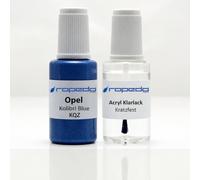 Lackstift Set passend für Opel KQZ Kolibri Blue 20ml + Klarlack 20ml | Wasserbasislack wie vom Lackierer, nach Original-Farbcode gemischt, Pinsel im Deckel, für Steinschlag und Kratzer