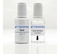 Lackstift Set passend für Seat 2Y Blanco Nevada Nevada White + Klarlack | auch LS9R, Wasserbasislack wie vom Lackierer, nach Original-Farbcode gemischt, Pinsel im Deckel, für Steinschlag und Kratzer