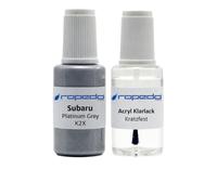 Lackstift Set passend für Subaru K2X Platinum Grey 20ml + Klarlack 20ml | Wasserbasislack wie vom Lackierer, nach Original-Farbcode gemischt, Pinsel im Deckel, für Steinschlag und Kratzer