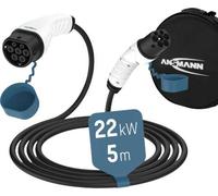 ANSMANN Ladekabel Typ 2 mit 22 kW für Hybrid- & Elektroauto / Typ2 Auto-Ladekabel 5 Meter, 3 phasig, kompatibel für E-Autos & Hybridautos, wie Tesla Model 3, e-Up, ID.3, ID.4, Zoe, EQ fortwo