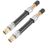 LALADEFIEE 2 Stück Reifenverlängerung Ventilverlängerung Adapter aus Kupfer und Gummi Schwarz Dichtungsfest Vielseitig für Lkw Doppelreifen zum Reifenaufblasen