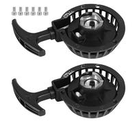LALAGO 2tlg Pocketbike Seilzugstarter Schwarz, Motorrad Zugstarter Tuning Aluminium Alloy, Mini Quad Pull Start Ersatzteile, Recoil Starter für 2-Takt 47CC 49CC Zündung ATV Dirtbike Kinderfahrrad