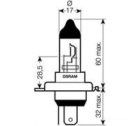 Osram Halogen-Fahrzeugscheinwerferlampe H4 12V 60/55W P43t