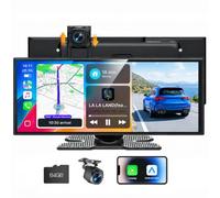 LAMTTO 10.25" CarPlay Display Android Auto mit Dashcam Auto 2.5K+1080P | Wireless Tragbares Auto Bildschirm mit Navigation, OTA, Musik / Anrufe /Sprachassistent / Mirroring, Bluetooth/AUX/FM