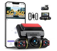 LAMTTO 4 Kanal Dashcam Auto 360° für Vorne Hinten Innen mit Hardwire-Kit, WiFi Dash Kamera für Auto mit 5G WLAN & App, Autokamera mit G-Sensor Parküberwachung und IR-Nachtsicht