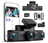 LAMTTO 4 Kanal Dashcam Auto 360 Grad, Dash Cam 2K Vorne 1080P Hinten Innen Seiten Autokamera mit 5GHz WiFi App, Parkraumüberwachung, G-Sensor & IR-Nachtsicht, Inkl. 64 GB Karte & Hardwire-Kit