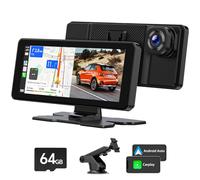 LAMTTO Wireless Carplay Display mit Dashcam 2.5K für CarPlay &Android Auto | 6,86 Zoll Tragbares Car Play Bildschirm Auto mit Live-Navigation,Sprachassistent,Play Music,Mirror Link,BT5.0 AUX FM