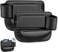LANAZU Aufbewahrungsbox für Autositze, für BMW X5 2019-2023 Vordersitz Autositz Seitentaschen Organizer PU Leder Lückenfüller Organizer Gap Organizer,Black/D