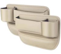 LANAZU Aufbewahrungsbox für Autositze, für BMW X5 2019-2023 Vordersitz Autositz Seitentaschen Organizer PU Leder Lückenfüller Organizer Gap Organizer,Beige/A