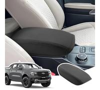 LANGBEAN Armlehnenabdeckung für Ford Ranger T9 2025 2024 2023 (Elektronische Bremse), Ranger Raptor Wildtrak Mittelarmlehne Abdeckung aus PU-Leder, Zubehör zur Erhöhung der Armlehne, Schwarz