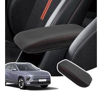 LANGBEAN Armlehnenabdeckung für Hyundai Kona SX2 2024 2025, Mittelarmlehne Abdeckung aus PU-Leder, Kona SX2 Hybird Armlehnenschutzhülle Mittelkonsole Zubehör zur Erhöhung der Armlehne, Rot