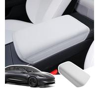 LANGBEAN Armlehnenabdeckung für Tesla Model 3 Highland 2024 2025 2026, Mittelarmlehne Abdeckung aus Dickem PU-Leder, Rutschfestes Zubehör zur Erhöhung der Armlehne, Weiß