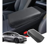 LANGBEAN Armlehnenabdeckung für Tesla Model Y Juniper 2025 2026, Mittelarmlehne Abdeckung aus PU-Leder, Armlehnenschutzhülle Mittelkonsole Zubehör zur Erhöhung der Armlehne, Schwarz