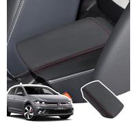 LANGBEAN Armlehnenabdeckung für VW Polo MK6 2018-2025, Mittelarmlehne Abdeckung aus PU-Leder, Seat Ibiza Arona Armlehnenschutzhülle Mittelkonsole Zubehör zur Erhöhung der Armlehne, Rot