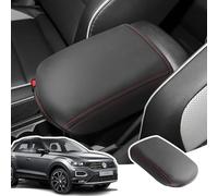 LANGBEAN Armlehnenabdeckung für VW T-Roc 2018-2025 | Mittelarmlehne Abdeckung, Rutschfestes Zubehör Erhöhung der Armlehne, PU-Leder-Material, Armlehnenschutzhülle, Rot