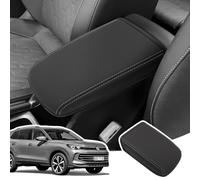 LANGBEAN Armlehnenabdeckung für VW Tiguan 3 2024 2025 2026 Mittelarmlehne Abdeckung aus PU-Leder mit verdicktem Schwamm, Armlehnenschutzhülle Mittelkonsole Zubehör zur Erhöhung der Armlehne, Schwarz