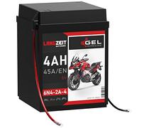 LANGZEIT 6N4-2A-4 GEL Roller Batterie 6V 4Ah 45A/EN Motorradbatterie doppelte Lebensdauer entspricht 00414 6N4-2A-7 auslaufsicher ersetzt 4,2Ah