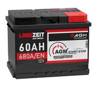 LANGZEIT AGM Batterie 60Ah 12V 680A/EN Start-Stop Autobatterie VRLA Batterie