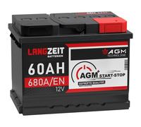 LANGZEIT AGM Batterie 60Ah 12V 680A/EN Start-Stop Autobatterie VRLA Batterie