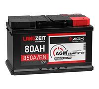 LANGZEIT AGM Batterie 80Ah 12V 850A/EN Start-Stop Autobatterie VRLA Batterie