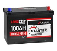 LANGZEIT ASIA Autobatterie 100Ah 12V 800A/EN ASIA Batterie Plus-Pol Rechts 30% mehr Startleistung ersetzt 95Ah 90Ah