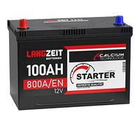 LANGZEIT ASIA Autobatterie 100Ah 12V Batterie Plus-Pol Links ersetzt 90Ah