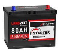 Langzeit Asia Autobatterie 12V 80Ah 650A/EN hohe STARTKRAFT +Pluspol Rechts 70Ah