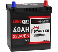LANGZEIT ASIA Autobatterie 40Ah 12V 330A/EN ASIA Batterie Plus-Pol Rechts 30% mehr Startleistung ersetzt 35Ah 36Ah 38Ah 42Ah