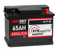 LANGZEIT EFB Batterie 65Ah 12V 680A/EN Start-Stop Batterie Autobatterie 60Ah