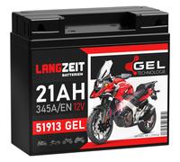 Langzeit Batterie 51913 GEL Motorradbatterie 21Ah 12V 345A/EN Batterie BMW ABS