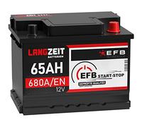 LANGZEIT EFB Batterie 65Ah 12V Autobatterie Start-Stop Starterbatterie ersetzt 60Ah 62Ah 63Ah 64Ah