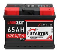 LANGZEIT lead acid, Autobatterie 65Ah 12V 620A/EN Starterbatterie +30% mehr Leistung ersetzt Batterie 55Ah 56Ah 60Ah 61Ah 62Ah 63Ah 64Ah, kompatibel mit PKW