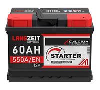 LANGZEIT lead acid, Autobatterie, Kompatibel mit PKW, 60AH 12V 550A/EN Starterbatterie +30% mehr Leistung ersetzt Batterie 55AH 53AH 54AH 56AH 61AH 62AH
