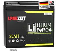 LANGZEIT LiFePO4 12V 25Ah Akku Lithium Batterie Wohnmobil Batterie Solarbatterie Lithium Eisenphosphat Solar USV ersetzt 24Ah 26Ah 30Ah