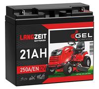 LANGZEIT Rasentraktor Batterie 12V 21Ah 250A/EN Gel Batterie Akku 12V doppelte Lebensdauer ersetzt 17Ah 18Ah 20Ah 22Ah 23Ah vorgeladen auslaufsicher wartungsfrei
