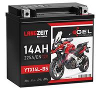 LANGZEIT YTX14L-BS Motorradbatterie 12V 14Ah 225A/EN HVT-03 GEL Batterie 12V 51216 HVT-3 doppelte Lebensdauer vorgeladen auslaufsicher wartungsfrei