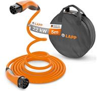 Lapp Mobility Helix Typ 2 Ladekabel-Set mit Transporttasche, selbstaufrollend, 22 kW, 5 m, 32 A, 3-phasig, Mode-3, IP55, für E-Autos & Plug-in-Hybride, für Wallbox & Ladesäule, orange, 79588