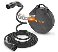 Lapp Mobility Helix Typ 2 Ladekabel-Set mit Transporttasche, selbstaufrollend, 22 kW, 5 m, 32 A, 3-phasig, Mode-3, IP55, für E-Autos & Plug-in-Hybride, für Wallbox & Ladesäule, schwarz, 79587
