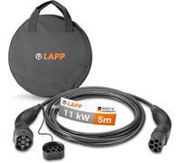 Lapp Mobility Typ 2 Ladekabel-Set mit Transporttasche, 11 kW, 5 m, 20 A, 3-phasig, Mode-3, IP55, für E-Autos & Plug-in-Hybride, kompatibel mit Wallbox & Ladesäule, schwarz, 79573