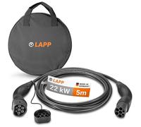 Lapp Mobility Typ 2 Ladekabel-Set mit Transporttasche, 22 kW, 5 m, 32 A, 3-phasig, Mode-3, IP55, für E-Autos & Plug-in-Hybride, geeignet für Wallbox & Ladesäule, schwarz, 79585
