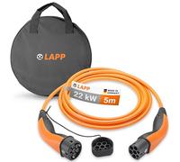 Lapp Mobility Typ 2 Ladekabel-Set mit Transporttasche, 22 kW, 5 m, 32 A, 3-phasig, Mode-3, IP55, für E-Autos & Plug-in-Hybride, geeignet für Wallbox & Ladesäule, orange, 79586