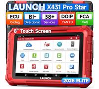 LAUNCH X431 Pro Star 8'' Bidirektional OBD2 Diagnosegerät mit 37+ Resets & ECU Codierung, Alles System diagnosegerät Auto All-in-One Auslesegerät Auto mit CANFD, DOIP, FCA Autoauth, 2 Jahre Update