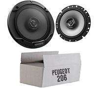 Lautsprecher Einbauset mit Kenwood KFC-S1766-16,5cm 2-Wege Koax Boxen inkl. Einbauzubehör - passend für Peugeot 206 - justSOUND