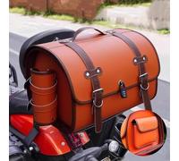 LDKH Motorrad Hecktasche für Vespa GTS GTV 250 300, Leder Wasserdichter Retro Motorrad Tasche, Große Kapazität Motorrad Aufbewahrungstasche, Motorrad Zubehör,normal-F Orange + Brown